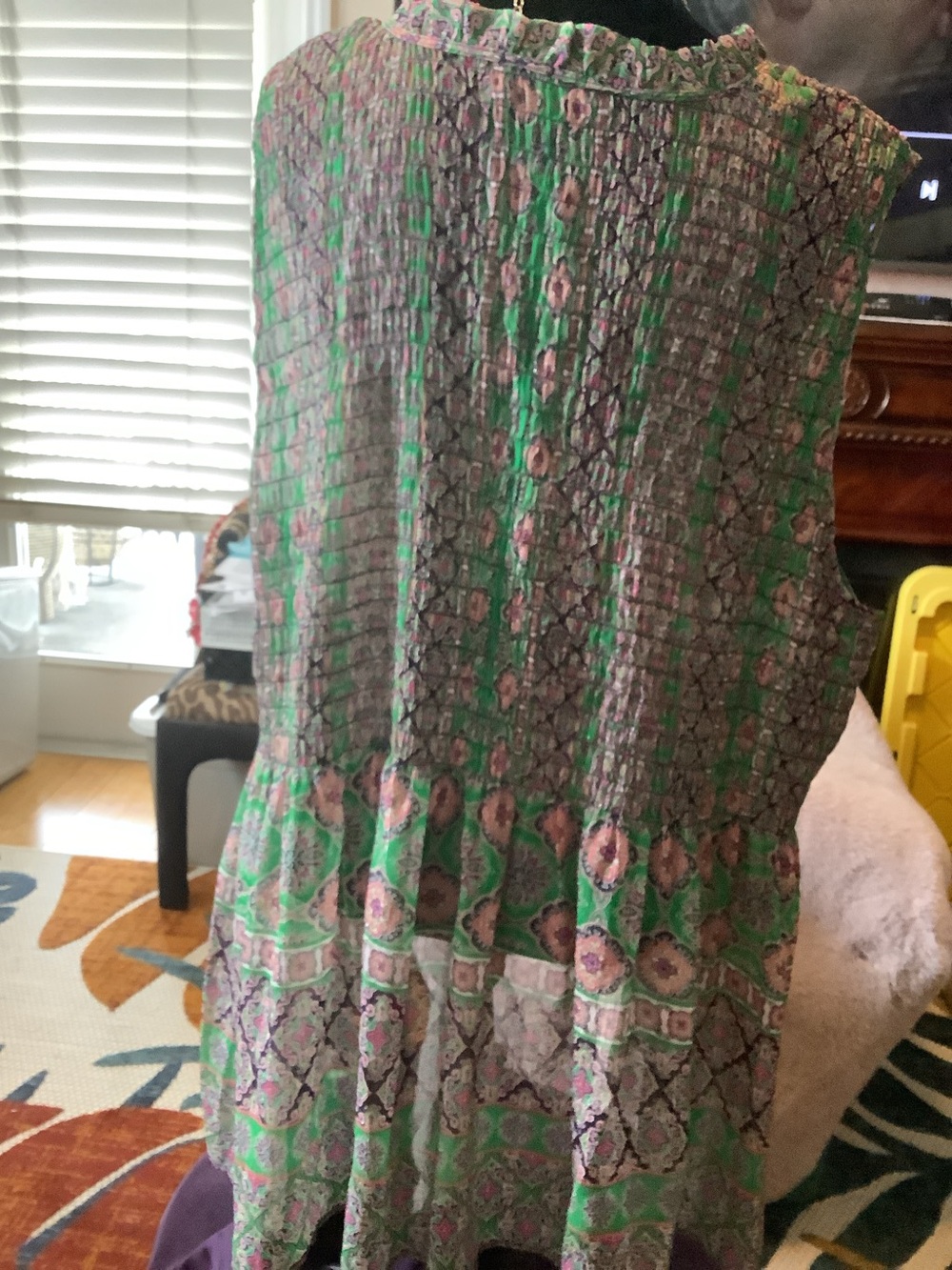 LOWEST 🌺 Rose & Olive 3X BOHO PEASANT SMOCKED BODICE GAUZE TOP - Picture 5 of 13